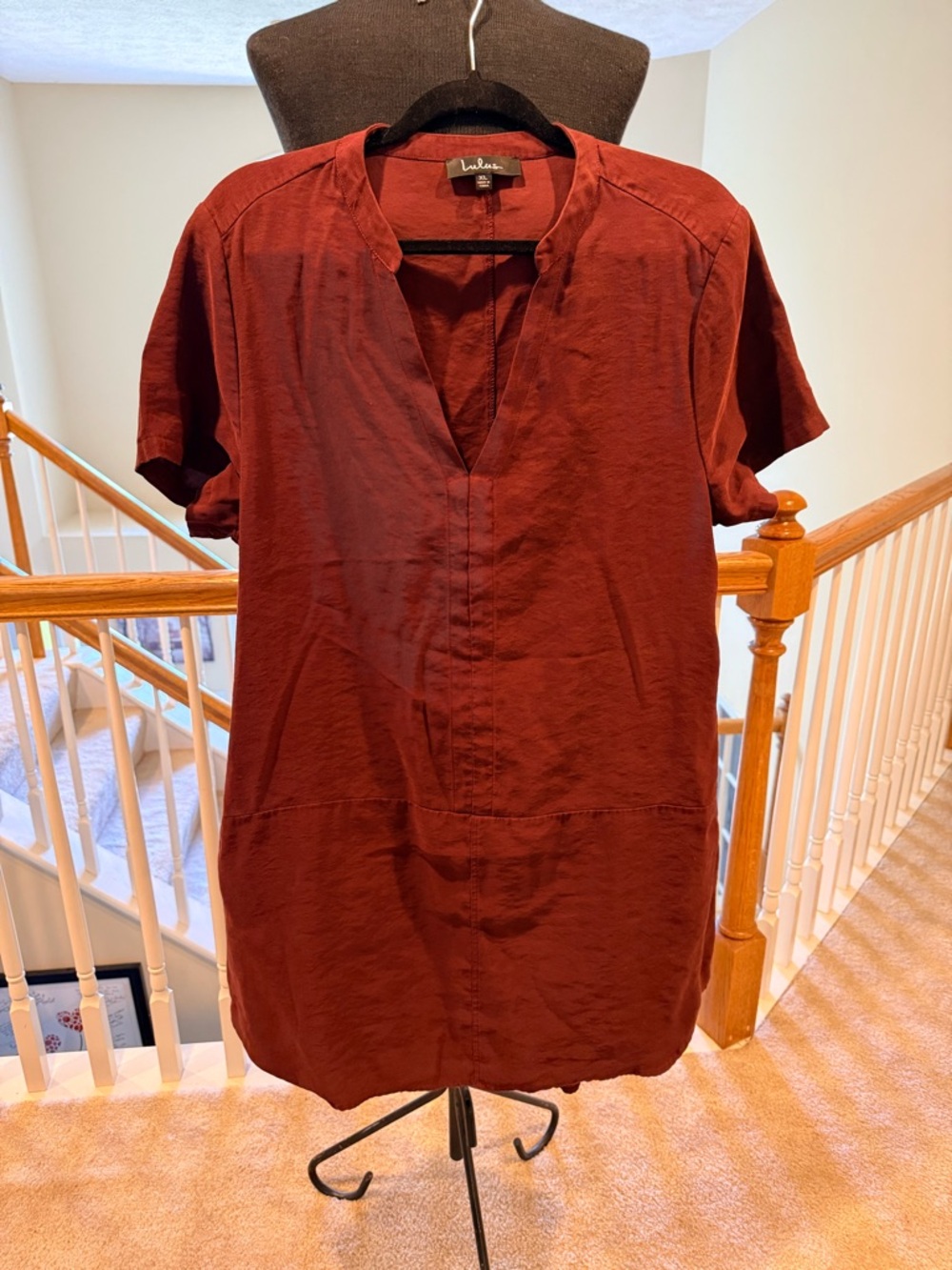 Lulu's Rust Red V-Neck Tunic